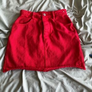 Red Denim Mini Skirt
